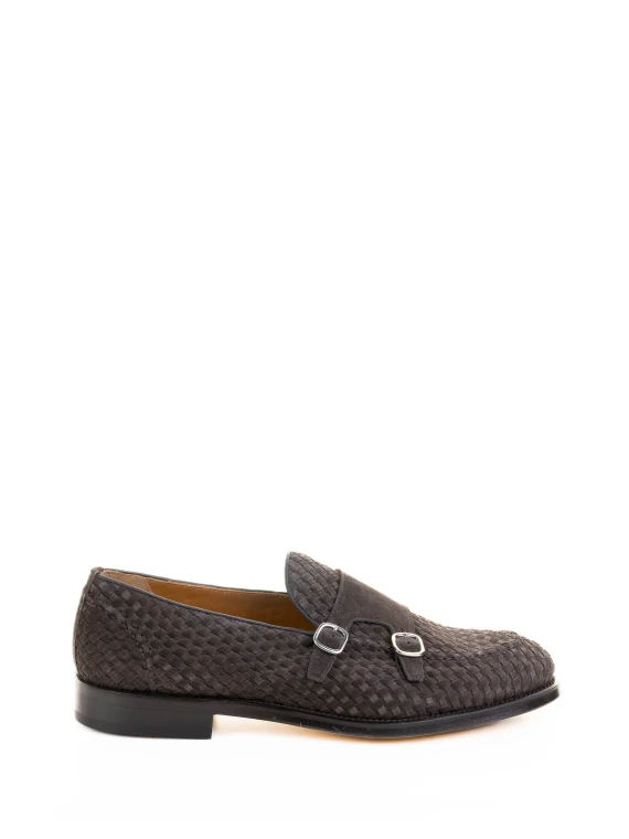 Mocassino doppia fibbia marrone in suede
