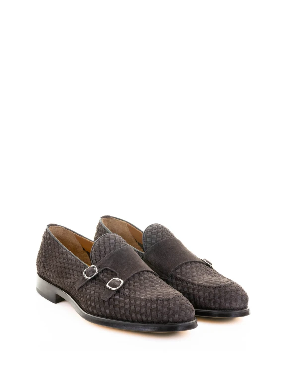 Mocassino doppia fibbia marrone in suede