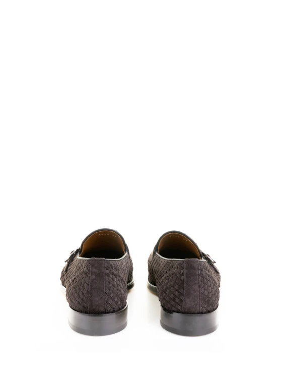 Mocassino doppia fibbia marrone in suede