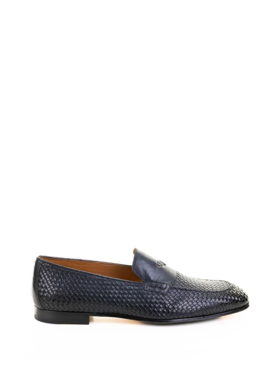 Mocassino blu in pelle