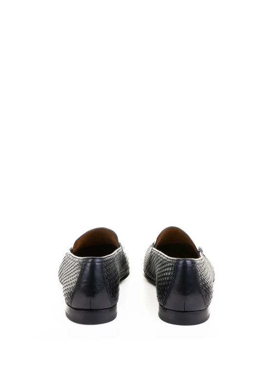 Blue leather moccasin
