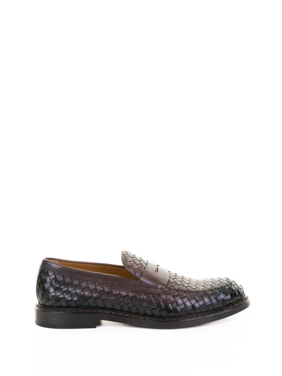Brown Moccasin in Woven Leather