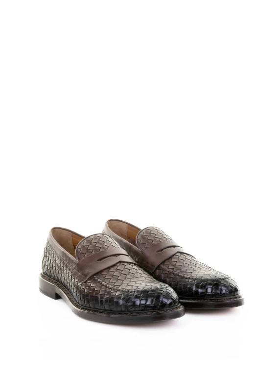 Brown Moccasin in Woven Leather