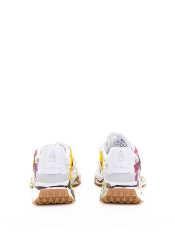 Sneaker white fuchsia floral motif