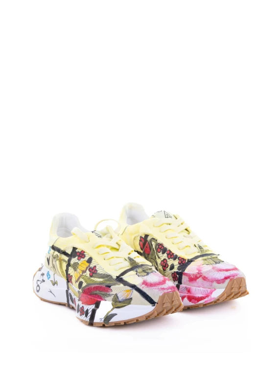 Yellow Sneaker with Floral Pattern