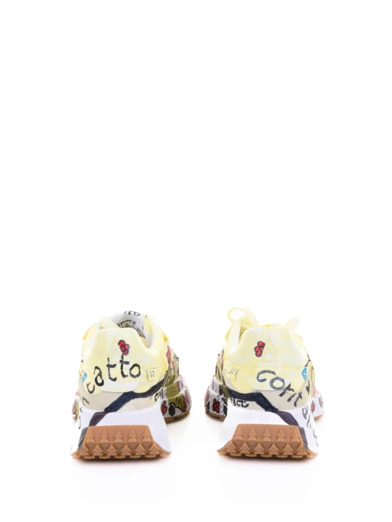Yellow Sneaker with Floral Pattern