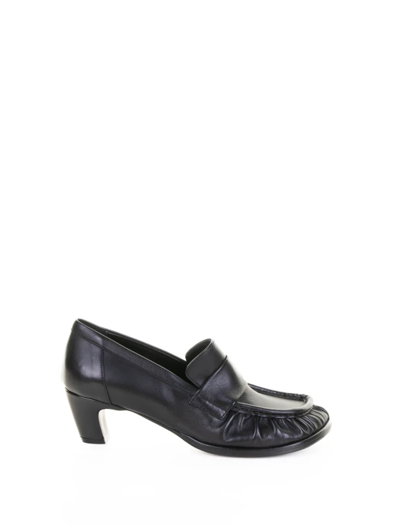Ebony Leather Heeled Moccasin