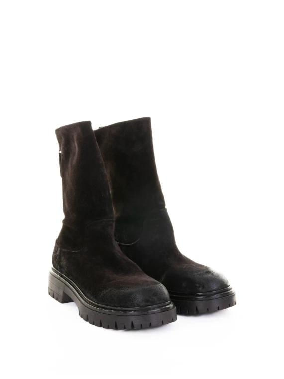 ebony suede ankle boot with zip