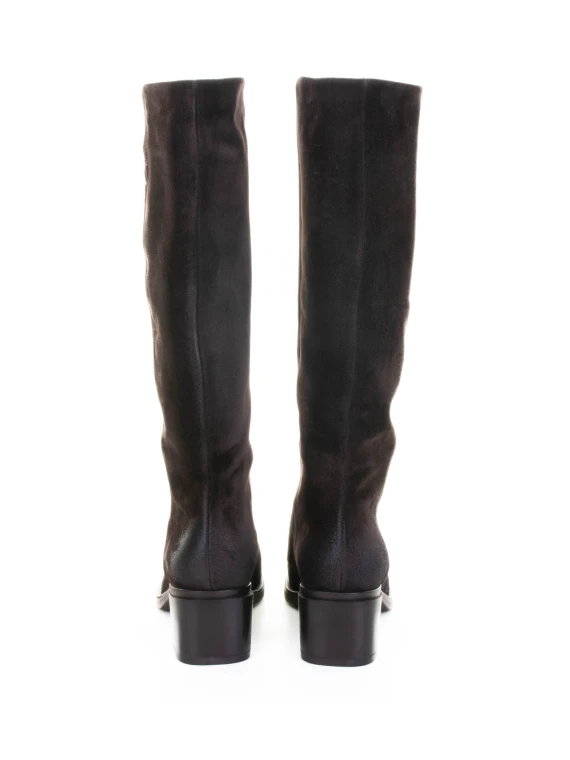 Stivale ebano in suede con zip