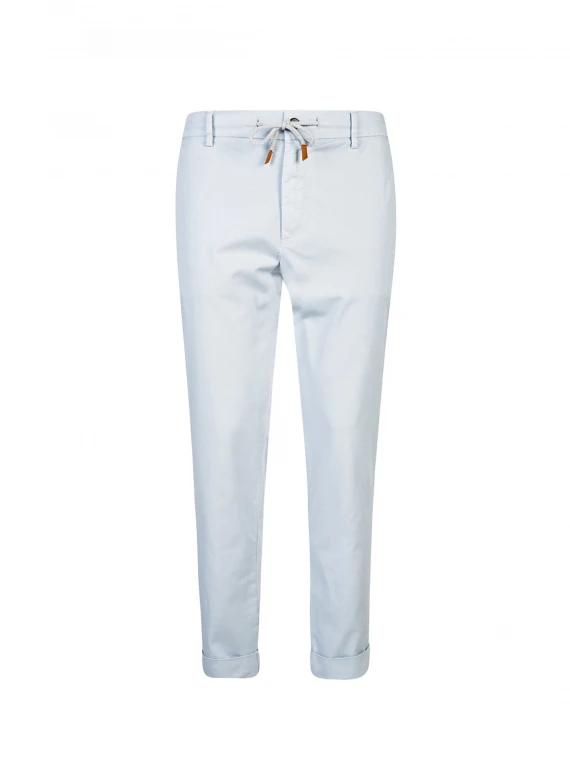 White stretch trousers with drawstring