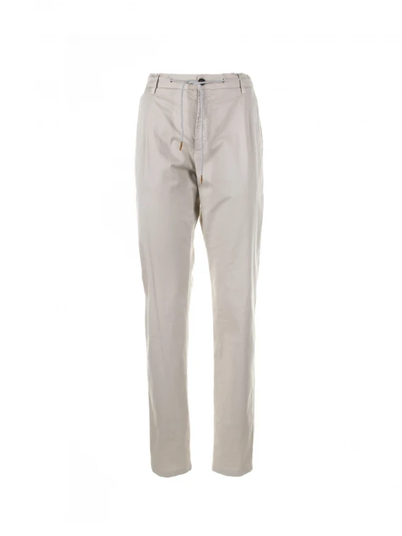 Pantalone tortora stretch con coulisse