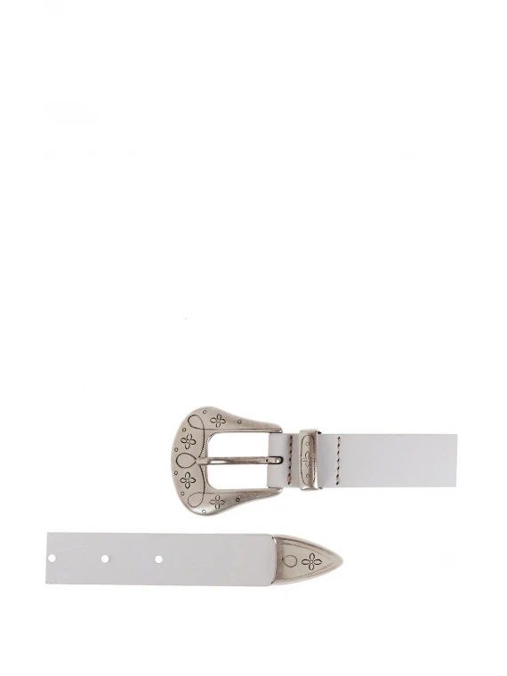 White leather belt