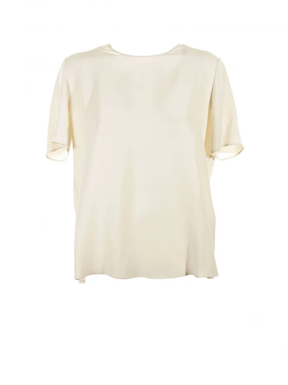 Blusa a maniche corte in misto seta