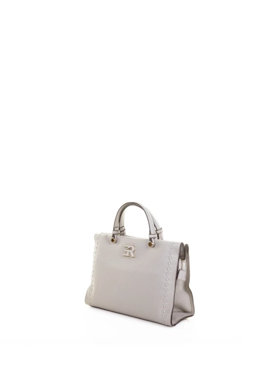 Double handle bag small sand leather