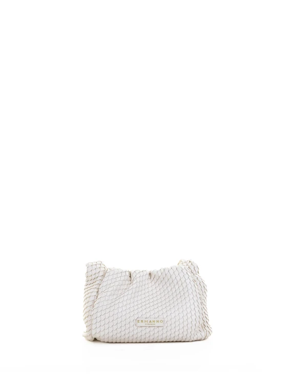 Small Hobo Shoulder Bag in Ivory Leather