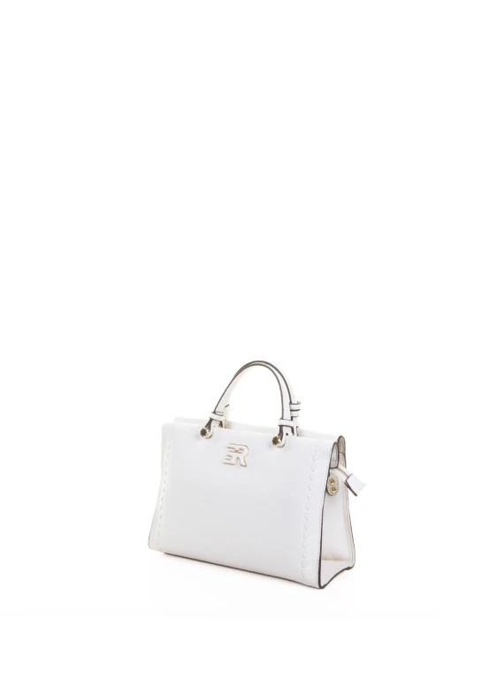 Small White Double Handle Leather Bag