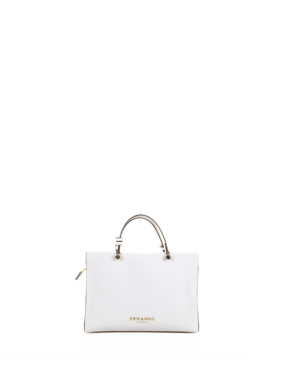 Small White Double Handle Leather Bag