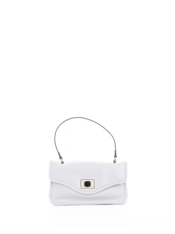 Flap shoulder bag in ivory leather