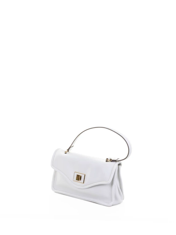 Flap shoulder bag in ivory leather