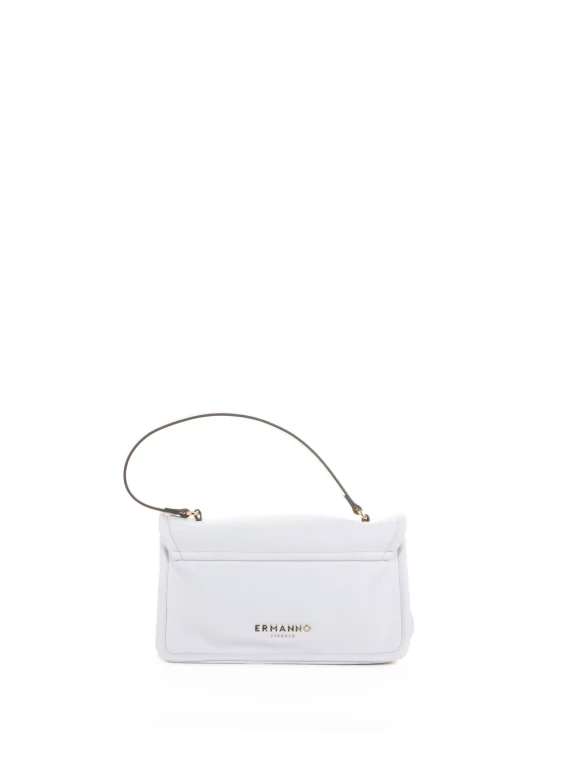 Flap shoulder bag in ivory leather
