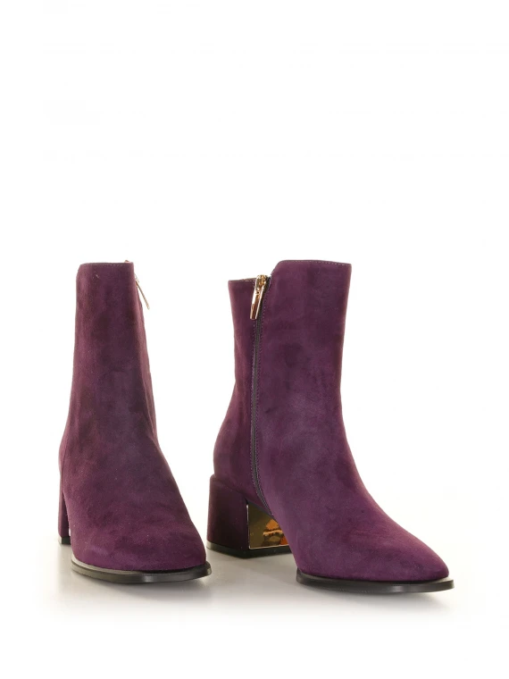 Stivaletto in suede viola con zip