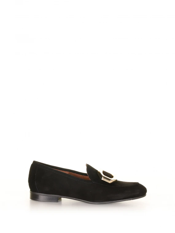 Black suede loafer