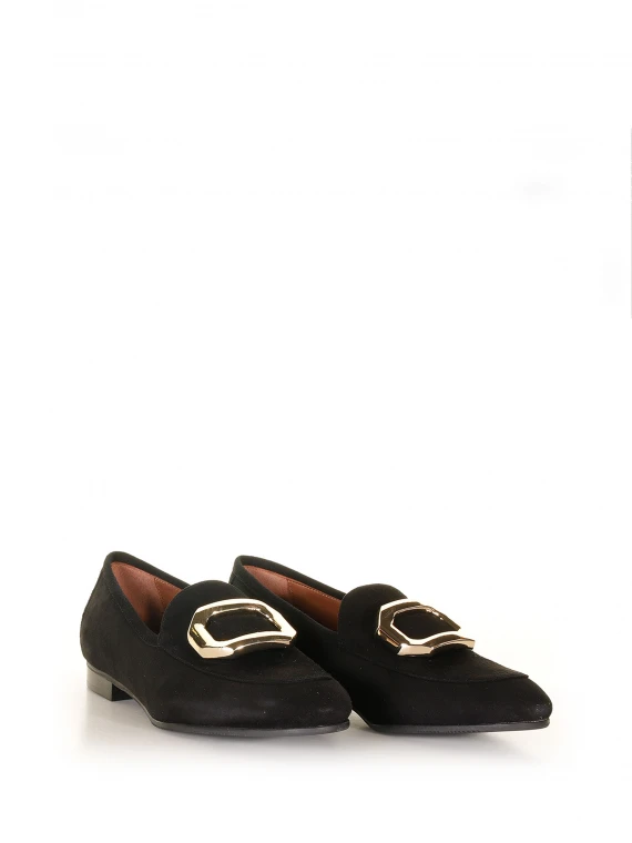 Black suede loafer