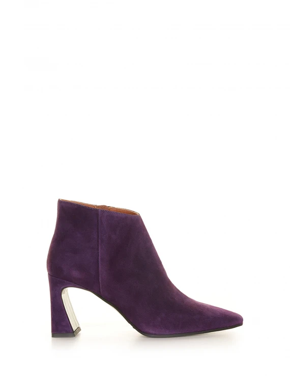 Purple suede ankle boot