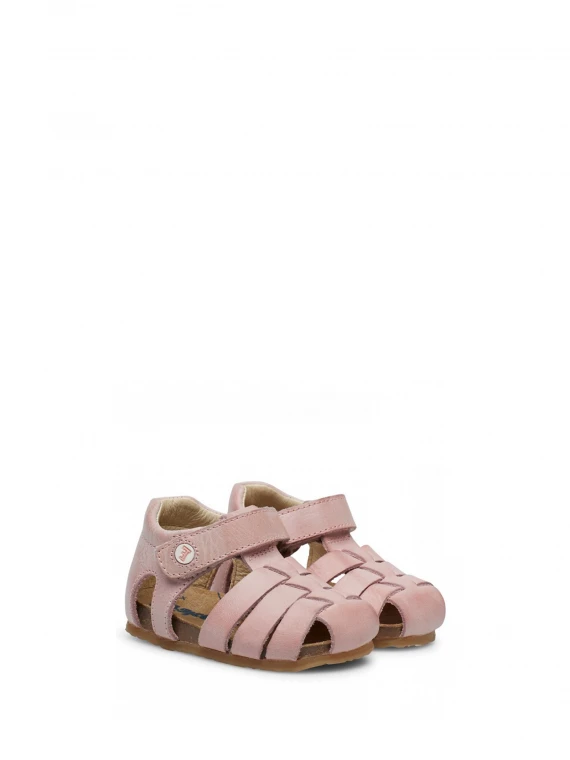 Pink semi-closed leather sandals