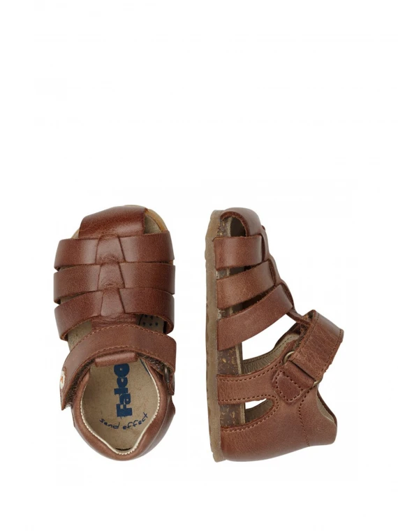 Semi-closed leather sandals