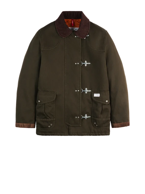 4-hook jacket in brown with ribbed collar