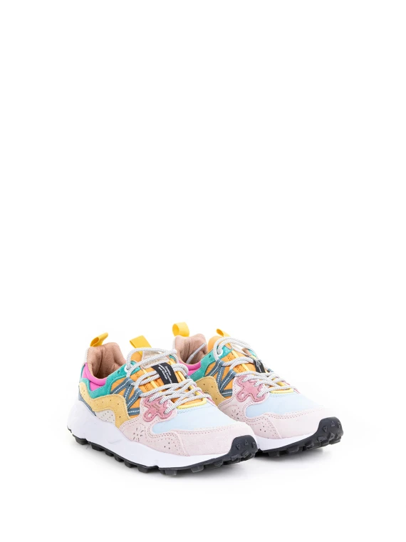 Yamano multicolor nylon and suede sneaker for women