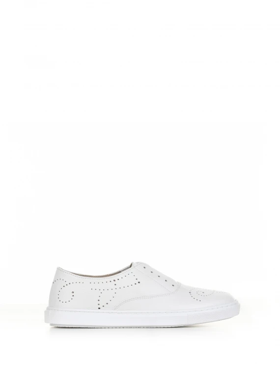 Sneaker slip-on bianca in pelle