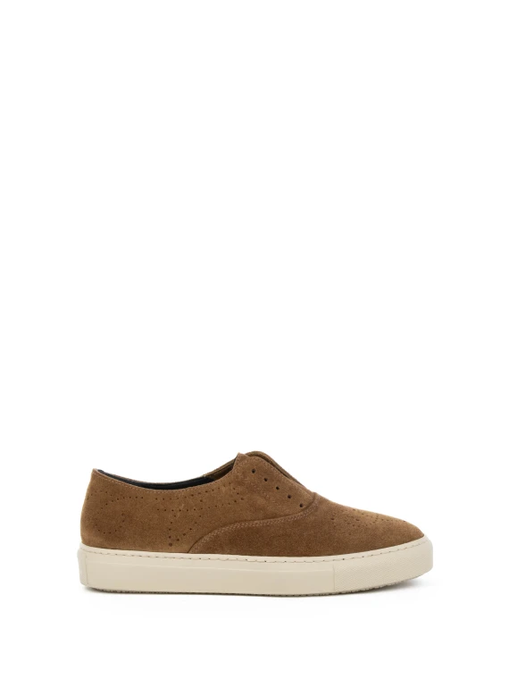 Sneaker slip on marrone in suede