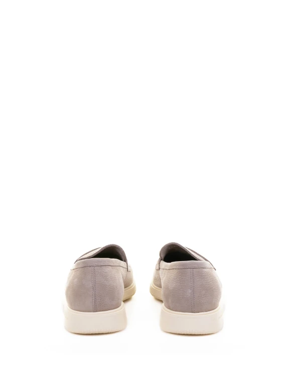 Men's Black Moccasin in Beige Suede