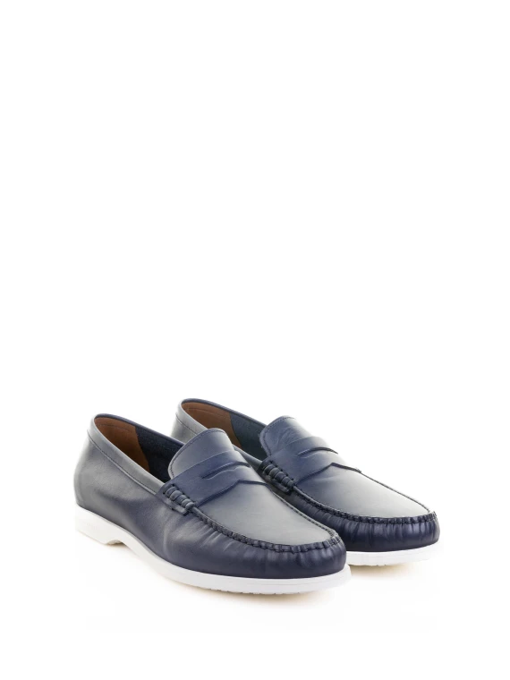 Blue Leather Moccasin
