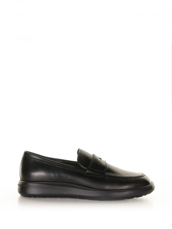 Black leather loafers