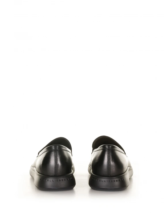 Black leather loafers