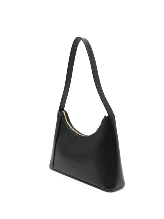 Diamante mini black leather shoulder bag