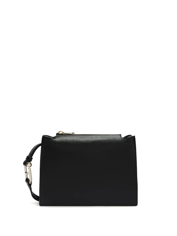 Nuvola S black leather shoulder bag