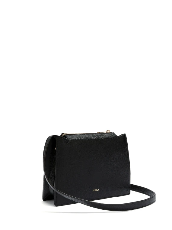 Nuvola S black leather shoulder bag