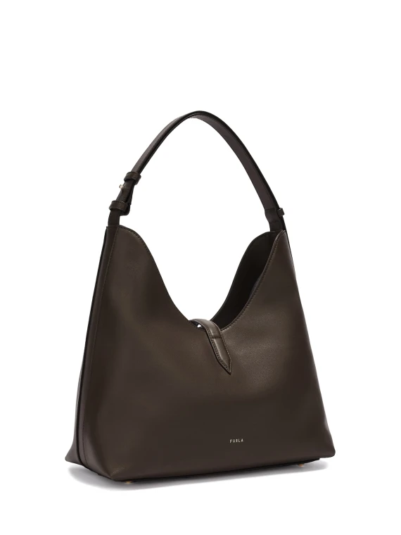 Shopping bag Goccia M choco in pelle