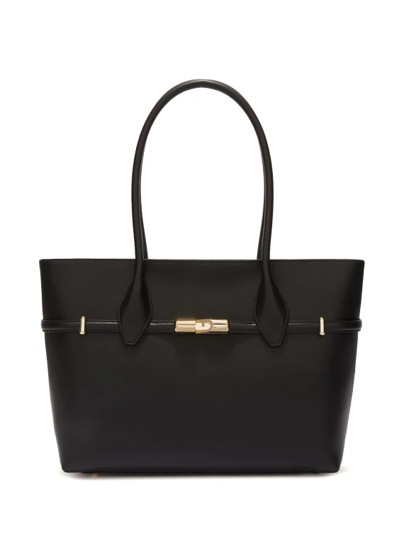 Shopping bag Goccia L black leather