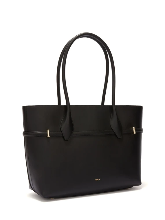 Shopping bag Goccia L nero in pelle