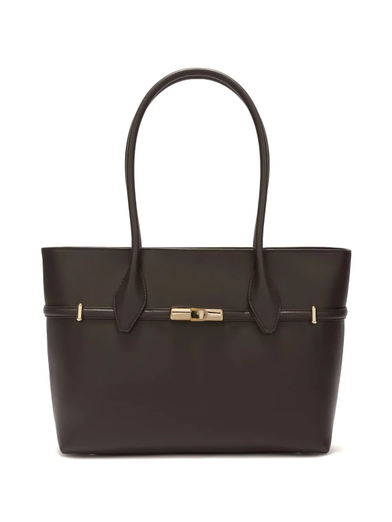 Shopping bag Goccia L choco in pelle