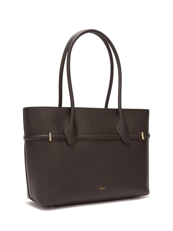 Shopping bag Goccia L choco in pelle