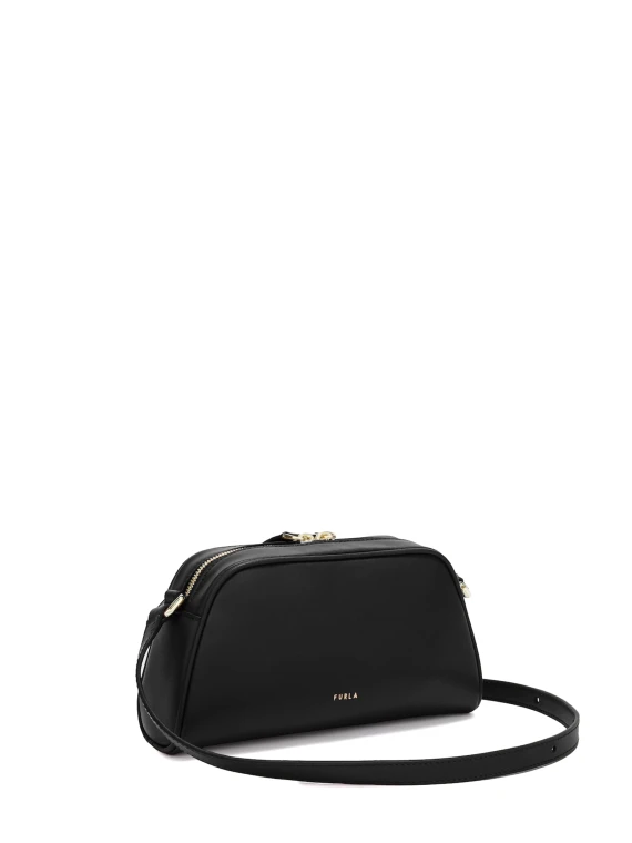 Goccia mini black leather shoulder bag