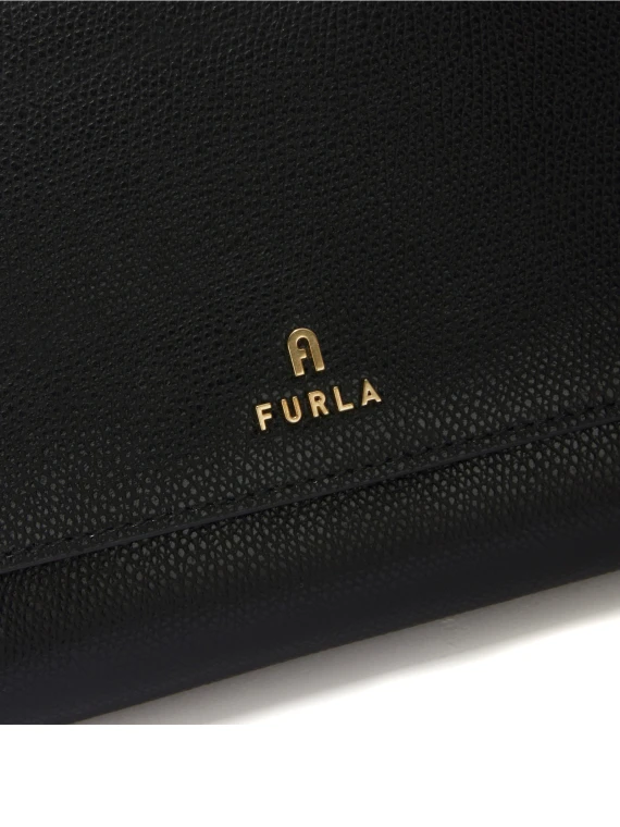 Borsa a tracolla nera in pelle con logo