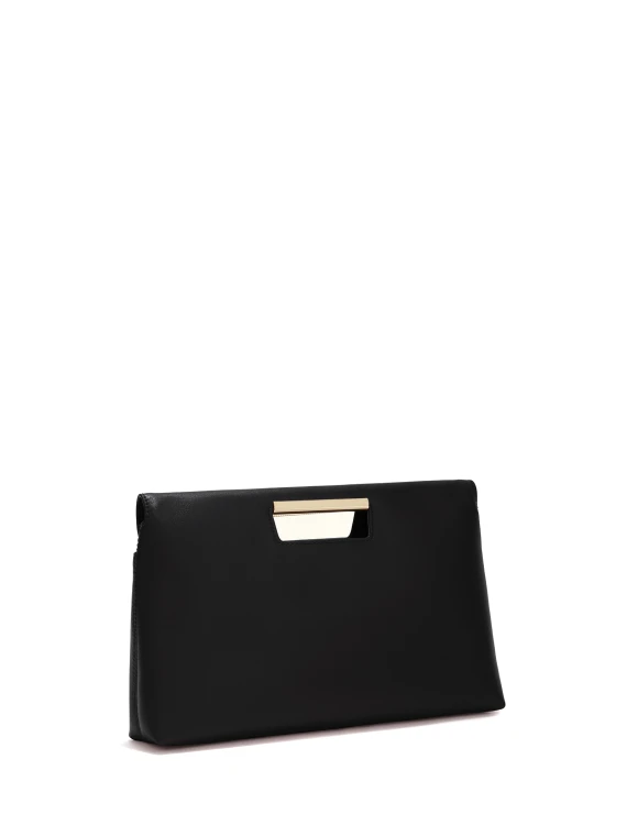 Pochette a mano nera in pelle