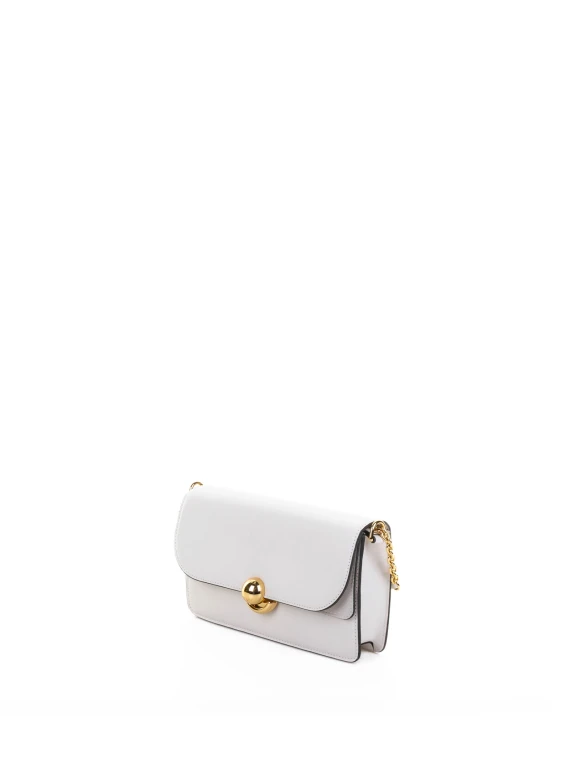 S Shoulder Bag in White Leather